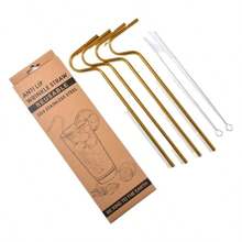 6 piezas de pajita de acero inoxidable reutilizable para arrugas - Aire - Ver 2