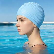 Women's Long Hair Waterproof Non-Tight Silicone Large Size Swim Cap - Multicolor - View 7