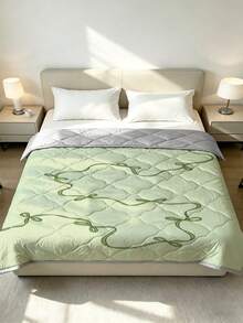 1pc Ultra Soft Cooling Blanket - Lightweight All Season Bedding, With Stylish Bow Pattern, 100% Polyester Fiber, Machine Washable Suitable For Single/Double Bed, Hotel, Camping And Home Decor, Hotel Grade Luxury Bedding|Modern Stitched Design - Green - View 14