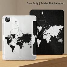 世界地圖與飛機圖案彩繪效果平板保護殼附支架，相容 Honor 8/9/10/X8/X8A/X9/X8Pro/X9Pro/MatePad SE 11 吋/MatePad 11 吋/11.5 吋/MatePad Pro/Apple 10th/11th Gen 2025 (A16)/Galaxy Tab A7/A9 及其他熱門機型 - 款式8 - 查看 6