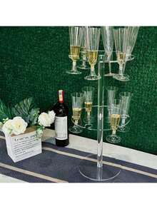 1SET Party Champagne Display Rack 2-Tier/3-Tier Thickened Transparent Acrylic Champagne Tower Wine Glass Stemware Stand Suitable For Wedding Party Gathering - Clear - View 6