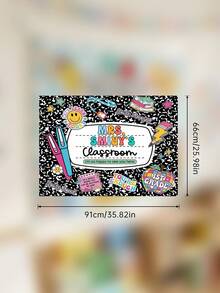1pc Custom Text Teacher Appreciation Gifts, Custom Composition Notebook Welcome Teachers Name Classroom Banner, Teacher Tapestry Classroom Decor Tapestries - Multicolor - View 10