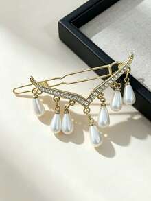 1pc Women's Hollow Pearl Butterfly Clip Hairpin, French Style Gentle Side Clip, Daily Commute Loose Hair Side Hair Accessory - Multicolor - View 2