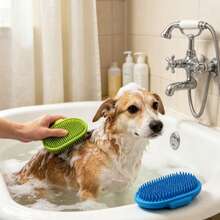 2pcs/1pc Pet Bath Brush, Cat Massage Brush, Dog Bathing Glove, Adjustable Silicone Rubber Bath Comb, Suitable For Long And Short Hair Dogs And Cats - View 2