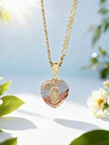 Fashion Jewelry Three-Color Virgin Mary Pendant Necklace Waterproof Gold-Plated Heart Necklace Women's Gift Valentine's Day, Mom, Mother's Day Gift - Three-color Pendant Necklace - View 6