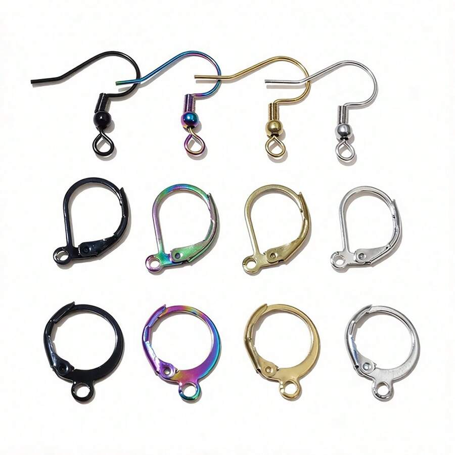 20 piezas Ganchos y clips de pendientes de acero inoxidable hechos a mano, accesorios para hacer joyas DIY, alambres para orejas - ganchos para pendientes - Ver 1