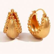 Anting Lingkaran Emas Berbentuk Perahu Keranjang Kreatif, Anting Lingkaran Bulat yang Dipersonalisasi, Cocok untuk Pemakaian Sehari-hari dan Acara Jamuan, Hadiah Sempurna untuk Ulang Tahun dan Hari Valentine - Emas - View 1