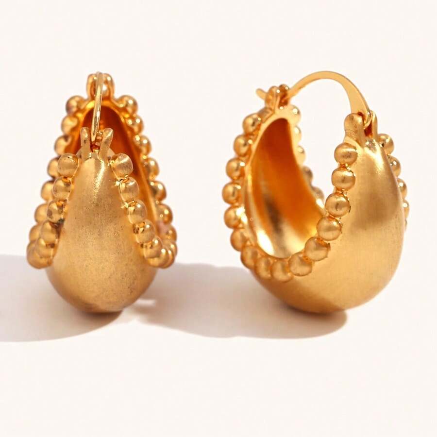 Anting Lingkaran Emas Berbentuk Perahu Keranjang Kreatif, Anting Lingkaran Bulat yang Dipersonalisasi, Cocok untuk Pemakaian Sehari-hari dan Acara Jamuan, Hadiah Sempurna untuk Ulang Tahun dan Hari Valentine - Emas - View 1