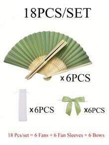 1/3/9/10/12/15/30/36/48/60件夏季綠色系列婚禮禮物扇子組，女士折疊扇，綠色蝴蝶結，透明沙袋，婚禮派對裝飾。適用於新娘禮物派對、生日派對小禮物、伴娘團體拍照道具、夏季扇子、活動派對用品、多件派對禮物袋 - 彩色 - 查看 21