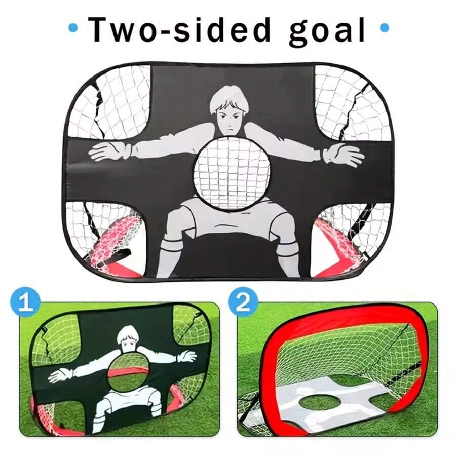 1pc Portable Soccer Goal, Foldable Outdoor Training Goal, Target Cloth, Soccer Training Tool, Dual-Use Soccer Goal - Multicolor - View 1