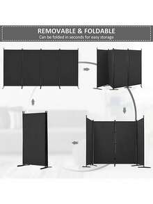 Biombo Separador Portátil Fácil Montaje 4 Paneles Moderno - gris - Ver 3