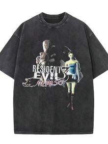 Plus Size Black T-Shirt With Nemesis 3 Design, Perfect For Gamers XXG8 - Black - View 2