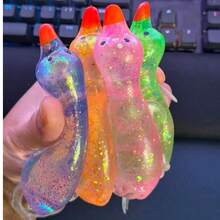 1pc Random Glitter Crystal Goose/Duck/Penguin/Animal Shaped Soft Slow Rebound Sticky Stress Relief Toy, Portable Travel Decompression Toy, Cute And Adorable, Suitable For Children Of All Ages, Ideal Holiday Gift, Birthday Gift, Easter Gift, Halloween Gift, Christmas Gift - Multicolor - View 7