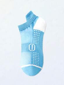 6 Pairs Men's Color Block Sports Short Socks, Minimalist Square Grid Pattern Design, Anti-Slip Heel Tab Ball Sports Socks - Multicolor - View 7