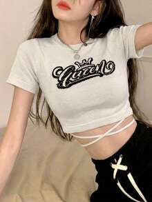 Retro Plaid Versatile Sleeveless Cropped Top Summer - White - View 1