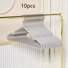 40件裝成人防滑塗層衣架，輕量奢華居家衣櫥衣架，適用襯衫與長褲，彈簧式極簡風，夏季上衣，莫蘭迪色系防滑浸膠衣架，居家使用 - 淺灰色 - 查看 12