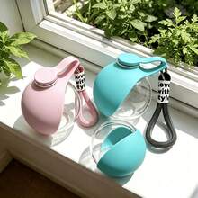 Sea Salt Blue Spherical Portable Water Bottle With Lanyard, Anti-Drop Transparent Cup, Ins Style Niche Design, Leak-Proof Sealed, High-Aesthetic Pet Drinking Accessory - Multicolor - View 5