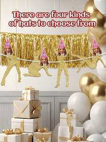 7pcs/14pcs/21pcs Customized Photo Birthday Banner, Personalized Portrait Banner With Photos And Text, Glitter Garland For Wedding Anniversary Decoration, Custom Signage - Multicolor - View 16