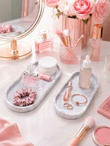 1/2 pièces Plateau de vanité et de salle de bain en silicone - Organisateur de vanité ovale. Convient pour la salle de bain et la vanité, ce plateau peut aider à organiser les parfums, les cosmétiques, les bijoux, les bougies parfumées et les porte-clés, remplissant à la fois des fonctions décoratives et de rangement. - Multicolore - Voir 9