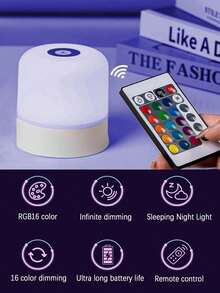 1PC LED Touch Switch Night Light 3 Colors/16 RGB Colors, Bedside Lamp, 5V USB Powered / Rechargeable, Portable, Battery Capacity: 800mAh, Suitable For Bedroom, Living Room Home Decor - Touch Pat Light - View 3