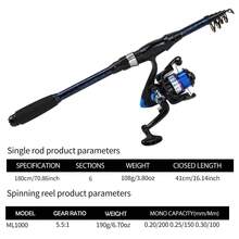 Set Pancing Teleskopik Deep Blue 1,8m dengan Reel Terpasang, Kotak Pancing & Tas Penyimpanan, Perlengkapan Memancing Air Tawar Portabel Ramah Pemula untuk Berkemah - Biru - View 5