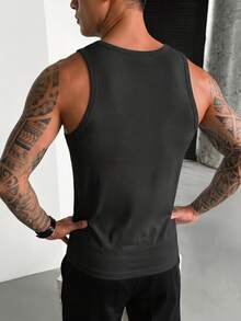 Camiseta de tirantes minimalista de unicolor de moda para hombres GRDR - Negro - Ver 3