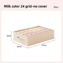 Caja de almacenamiento de ropa interior: bragas, calcetines, sujetadores - Organizador 3 en 1 Bolsa de almacenamiento con cajón para armario doméstico - Beige-36Grid-WithTaid - Ver 11