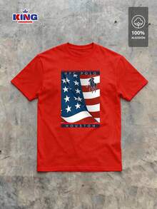 Playera Caballero de Cuello Redondo y Manga Corta – Diseño Gráfico Temático "HPC Polo: American Heritage" – 100% Algodón - Rojo - Ver 2