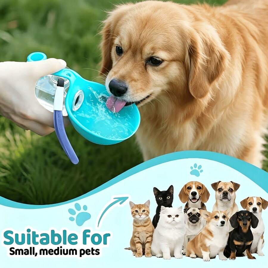 Sea Salt Blue Spherical Portable Water Bottle With Lanyard, Anti-Drop Transparent Cup, Ins Style Niche Design, Leak-Proof Sealed, High-Aesthetic Pet Drinking Accessory