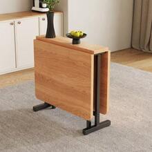 Elegante e minimalista tavolo da pranzo in colore naturale – Tavolo allungabile 120 cm x 80 cm, pieghevole e facile da riporre, stile moderno e minimalista, struttura in lega ad alta resistenza. - Cammello - Visualizzare 3