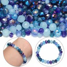 1 paquete de cuentas de cristal de punto en tonos azules, tonos de color aleatorios (cantidad aleatoria por color) - Azul - Ver 9