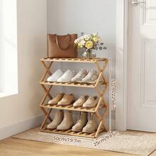 Senmeo 6-Tier Bamboo Entryway Shoe Rack, 1Pc Foldable X Reinforced Build, Snap-Open For Narrow Corner, Strong Load Capacity - 4th Floor - View 12
