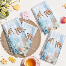 1pc/2pcs/4pcs Ocean Watercolor Kitchen Towels, Soft, Absorbent & Quick-Drying, Machine Washable, Multipurpose For Daily Hand Wiping & Home Decoration - Multicolor - View 8
