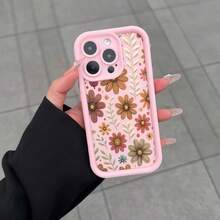 Fashion Floral Pattern Anti-Drop Phone Case Compatible With 11/12/13/14/15Pro Max - Pink - View 6