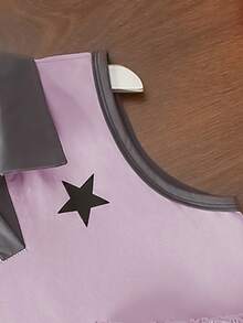 Tween Girls' V-Neck Star Print Shorts Set, Fitted Casual Sleeveless Cropped Polo Shirt With Fitted Pockets Shorts, 8-12 Years Old Leisure Sports 2-Piece Set - Mauve Purple - View 5