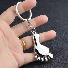 1pc New Couple Fashion Pendant Simulated Mini Foot Keychain, Street Festival Party Gift For Couples And Friends, Daily Wear Fashion Style Car Key Bag Accessory Footprint Key Charm - Multicolor - View 7