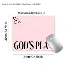 1片 GOD'S PLAN 粉色大號縫邊防滑橡膠底滑鼠墊，尺寸 35.4x15.7 英吋，適用於居家辦公，可作為送給朋友、女性的禮物，開學季適用，電競滑鼠墊、辦公用品、桌面配件與滑鼠墊 - 文字 - 查看 14