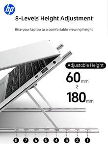 HP---HP 可攜式折疊筆電支架，可調節金屬筆電支架，散熱浮動設計，防滑穩定支架，適用於 10~17 吋筆電或平板電腦，可用於旅行、居家辦公 - 查看 3