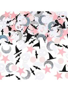 100pcs Halloween Ghost Colorful Confetti, Shiny Sequins Colorful Confetti (Includes Ghost, Witch, Bat, Skull And Pumpkin Patterns) - Suitable For Party, Birthday And Halloween Decoration Glitter Confetti, Halloween Party Table Decoration Colorful Confetti - Multiple Styles - View 5