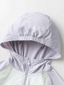 mini bala UPF50+ Tween Girl Lightweight Sun Protection Jacket Breathable UV Coat - Pink Purple - View 6