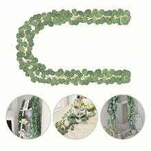 4 Stücke/Set Eukalyptus Girlande, künstliche Eukalyptusblätter Tischläufer grüne Rebe Trauben Girlande, Hochzeits Party Tisch Kamin Schlafzimmer Wanddekoration, Frühling & Sommer Heimdekoration - Grün - Übersicht 8