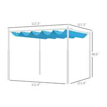 10x10 Retractable Pergola Canopy Blue, UPF30+ Outdoor Pergola With Magnetic Fixture, Backyard Patio Deck Pergola W/ Metal - Multicolor - View 2