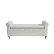 Footstool With Storage Space, Fabric-Covered Footrest With Hinged Lid, Compact Scandinavian-Style Stool For Living Room Or Bedroom - White - View 12