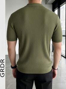 GRDR Men's Solid Color Short Sleeve Casual Commuter Knit Top - Army Green - View 8