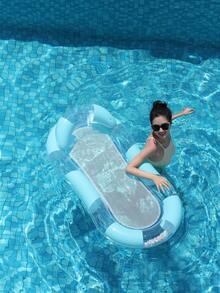 2Pcs Blue Glitter Mesh Hammock Inflatable Pool Float Thick Anti-Leak PVC Round Swim Ring With Handles Adult Cute Photo Prop Float For Summer Beach Lake Pool Vacation Party - Multicolor - View 5