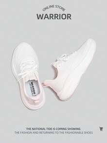 WARRIOR 1 Pair Women's Front Lace-Up Sporty Low-Top Mesh Sneakers - Bai Qianfen - View 4