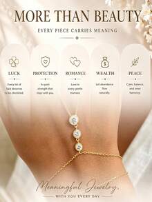 1 pieza Pulsera de dedo redonda de cristal brillante dorado, accesorio de joyería de moda europea y americana de verano para mujeres - Dorado - Ver 4