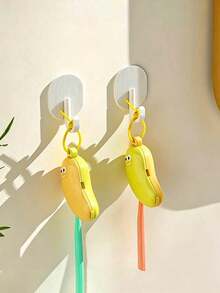 Cute Banana Shaped Toothbrush Holder With Dust Cover, Portable Home And Travel Toothpaste Storage Box, Odorless Ergonomic Oral Care Storage Box, Yellow - Multicolor - View 4