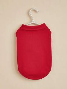 Spring/Summer Solid Color Polo Shirt Thin Breathable T-Shirt Cat Vest Teddy Two-Legged Clothing Pet Apparel - Red - View 7
