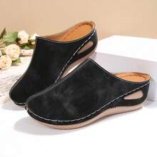 Hollow Out Wedge Sandals, Comfortable To Wear, Suitable For Long-Term Wear Such As Work And Shopping - Black - View 6